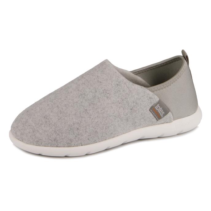 totes® SOLEBOUNCE Ladies Felt Full Back Slipper Grey Extra Image 2